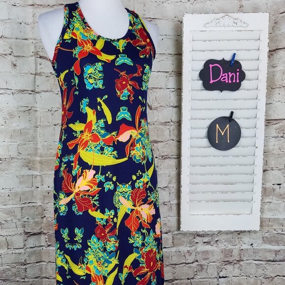 Tropical Print LuLaRoe Dani - Sleeveless Maxi Dress - Picture 2 of 7